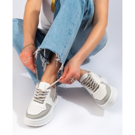 Damskie obuwie sportowe sneakersy na wysokiej platformie Shelovet biało-szare białe 1