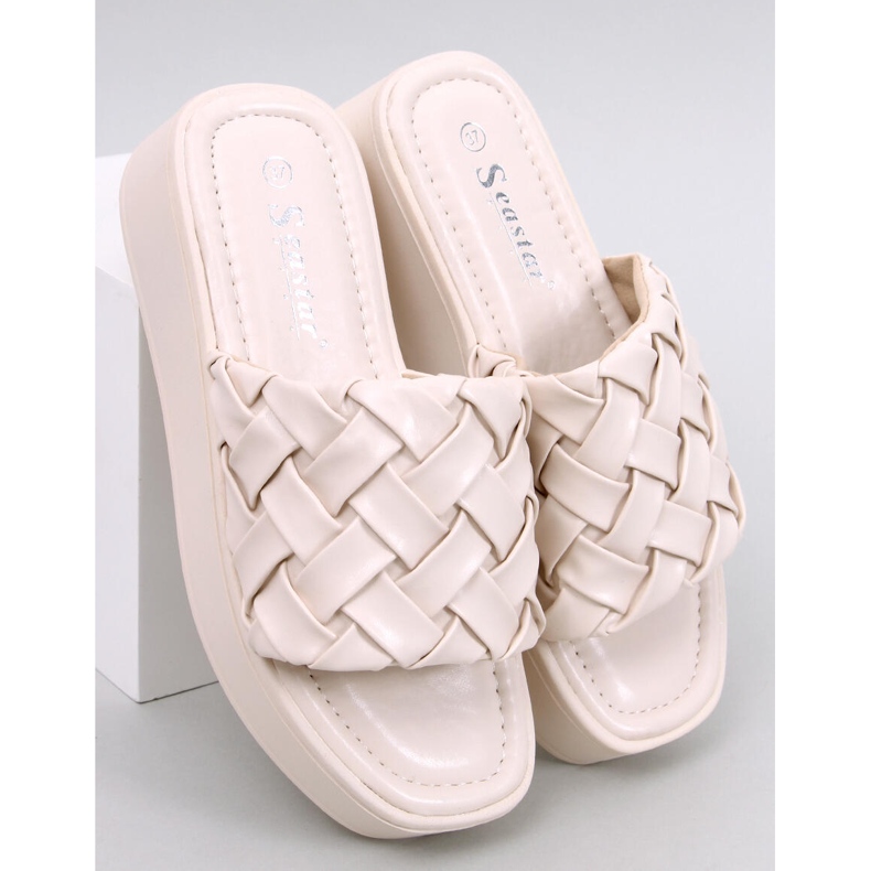 BM Klapki na koturnie Inaba Beige beżowy 1