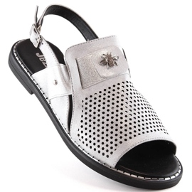 Sandały damskie płaskie srebrne Jezzi MR2266-3 srebrny 1