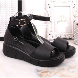 Skórzane sandały damskie czarne Filippo DS4455 5
