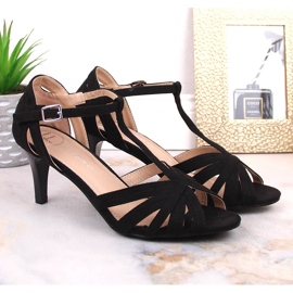 Sandały szpilki damskie zamszowe czarne Filippo DS4301 5