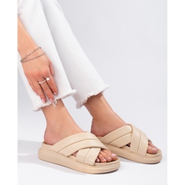 Klapki Na Platformie LA.FI beżowy 1