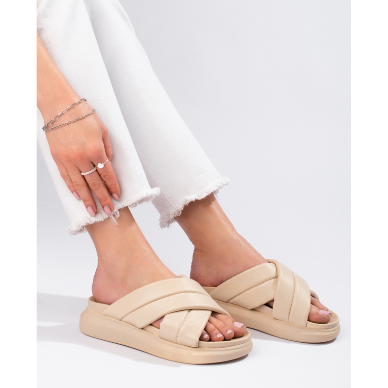 Klapki Na Platformie LA.FI beżowy 1