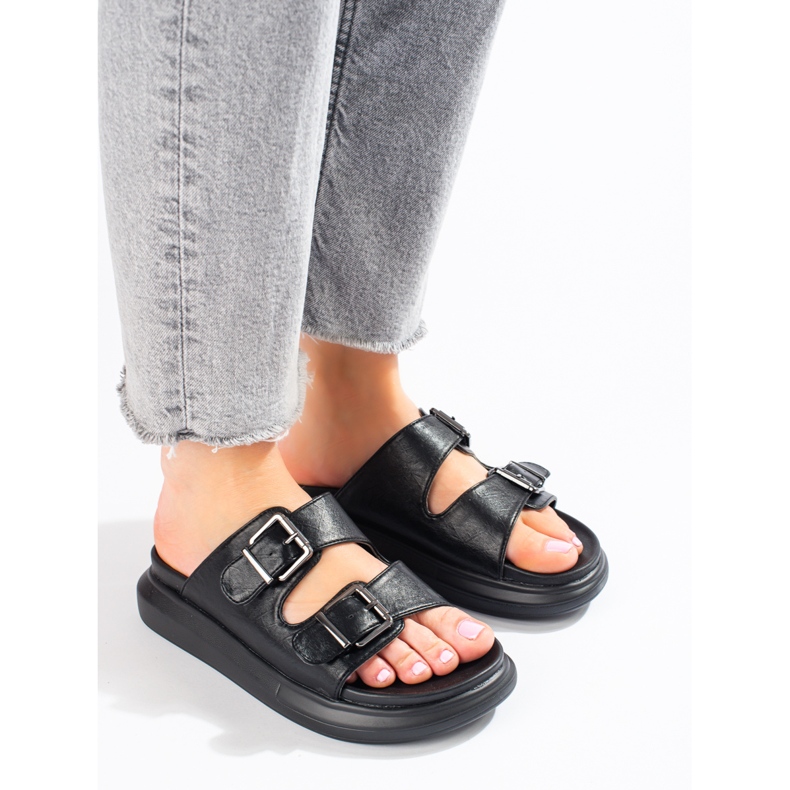 Klapki Ze Sprzączkami LA.FI czarne 1