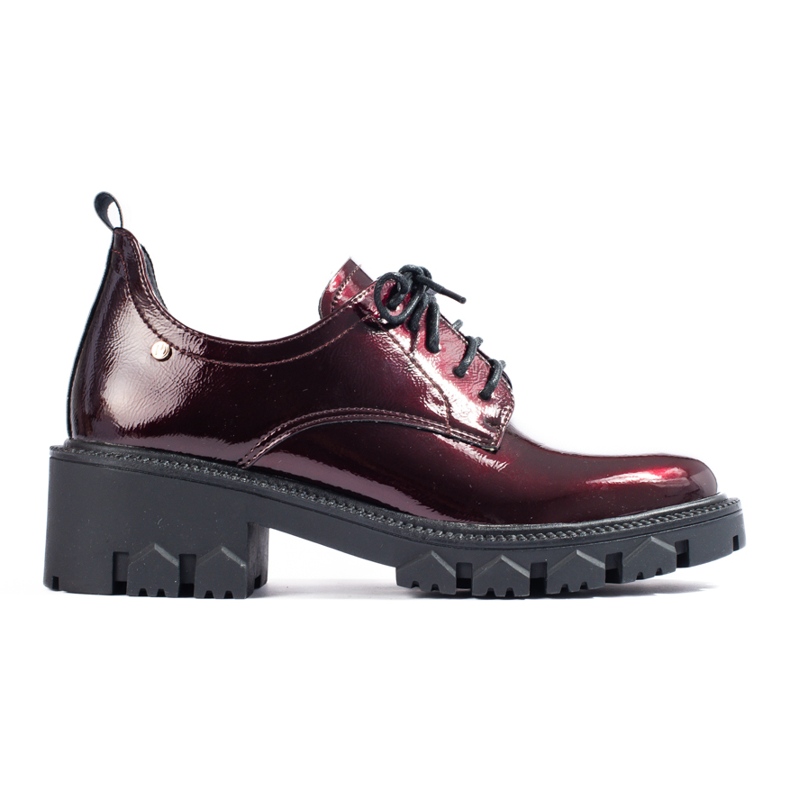 W. Potocki Lakierowane półbuty damskie ze sznurowaniem Potocki czerwone 1