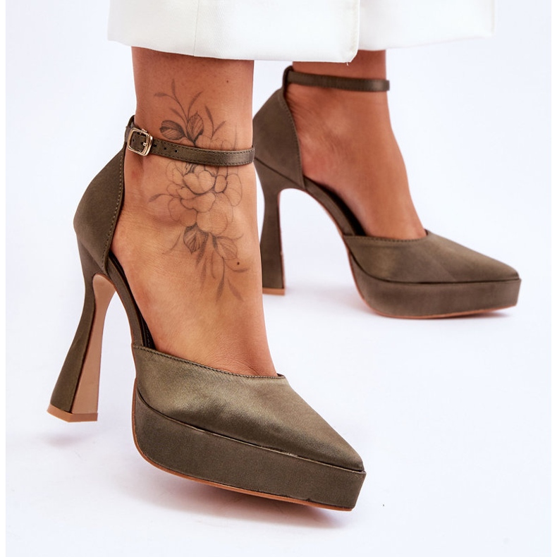 Modne Czółenka Na Szerszej Szpilce Ciemnozielone Madness 2