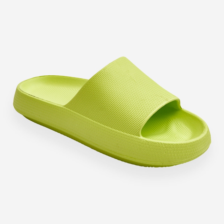 Modne Lekkie Klapki Na Masywnej Podeszwie Limonkowe Rebel zielone 1