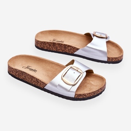 Damskie Klasyczne Klapki Na Korkowej Platformie Srebrne Noa srebrny 1