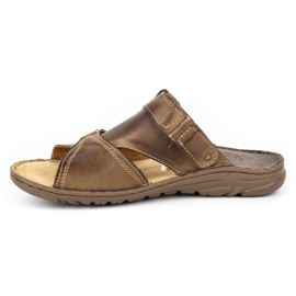 ŁUKPOL Klapki meskie 866 brązowe 2
