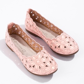 W. Potocki Dziewczęce balerinki ażurowe różowe Potocki 1