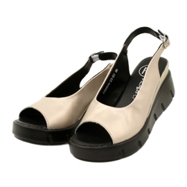 Sandały Na Koturnie Złote Filippo DS3595/23 GO złoty 3