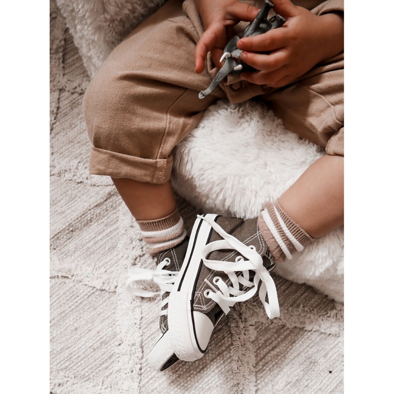 Dziecięce wysokie trampki zielone-khaki 1