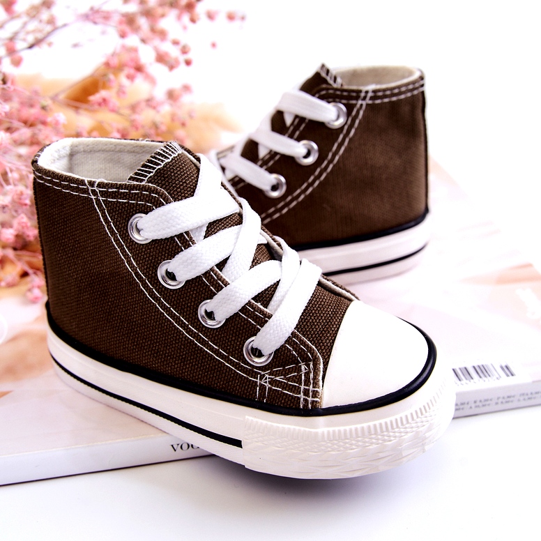 Dziecięce wysokie trampki zielone-khaki 4