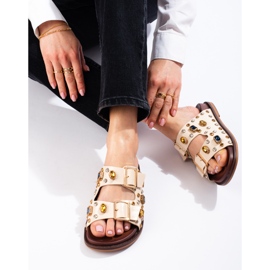 Seastar Modne klapki z kryształkami beżowy 1