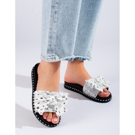 W. Potocki Damskie klapki na grubej podeszwie czarne Potocki białe 1