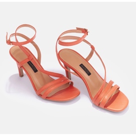 Marco Shoes Sandały na szpilce pomarańczowe 4
