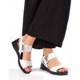 W. Potocki Wsuwane białe sandały Potocki srebrny 1