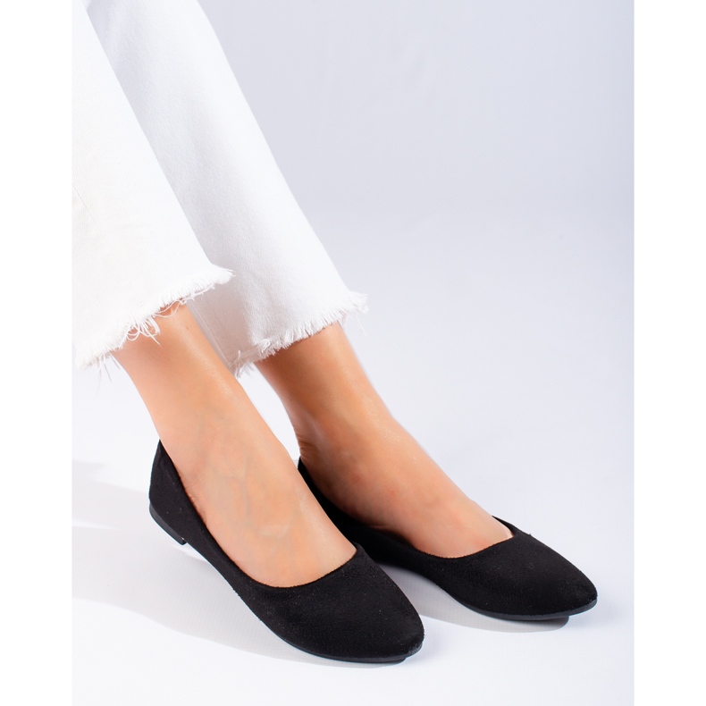 W. Potocki Damskie zamszowe klasyczne balerinki czarne Potocki 1