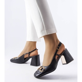 Czarne sandały na szerokim obcasie Parrish 1