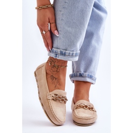 Wsuwane Damskie Zamszowe Mokasyny Beżowe Sorento beżowy 1