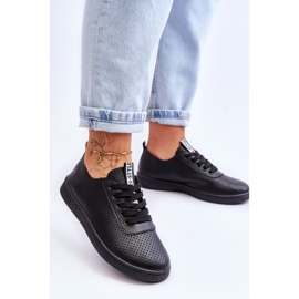 Damskie Ażurowe Sznurowane Trampki Czarne Carinel białe 2