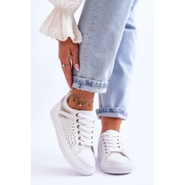 Klasyczne Sportowe Buty Z Ażurowym Wzorem Biało-Srebrne Happier białe 1