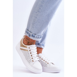 Klasyczne Sportowe Buty Z Ażurowym Wzorem Biało-Złote Happier białe 7