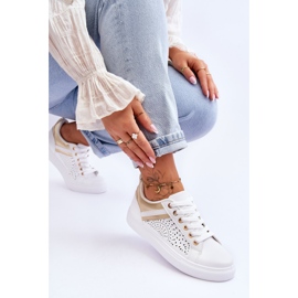 Klasyczne Sportowe Buty Z Ażurowym Wzorem Biało-Złote Happier białe 6