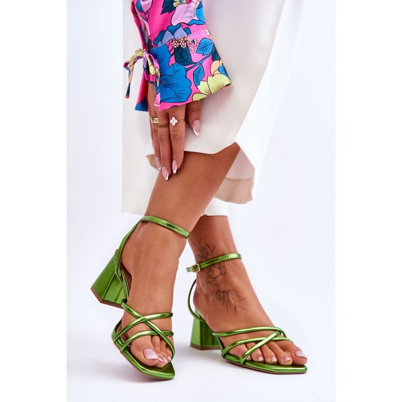 Modne Sandałki Na Obcasie Zielone Felisa 2