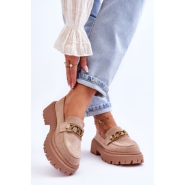 Damskie Zamszowe Mokasyny Na Platformie Beżowe Larey beżowy 2