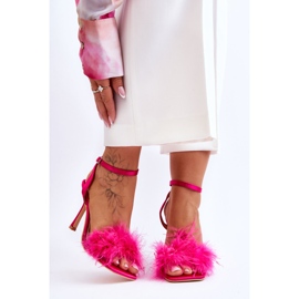 FB2 Damskie Sandały Z Piórkami Fuksja Tiffany różowe 1