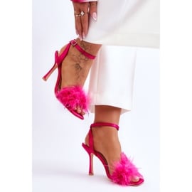 FB2 Damskie Sandały Z Piórkami Fuksja Tiffany różowe 3