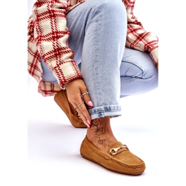 Klasyczne Zamszowe Mokasyny Z Ozdobą Camel brązowe 2