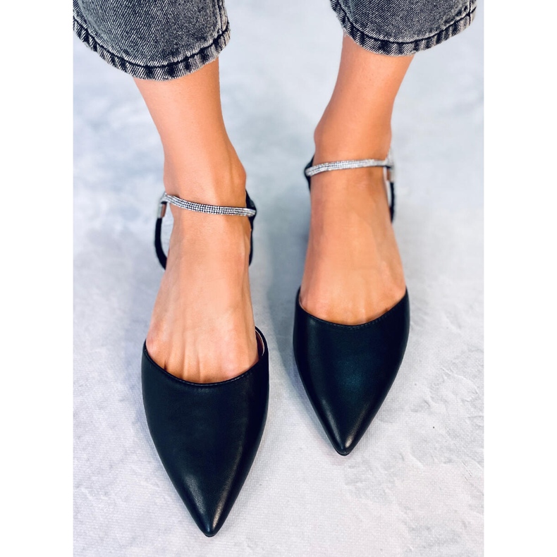 BM Baleriny z odkrytą piętą Durie Black czarne 2