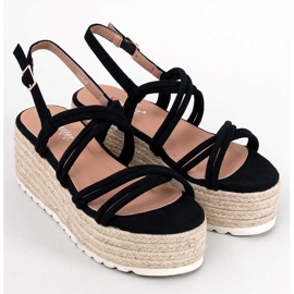 BM Espadryle na koturnie Altman Black czarne 1