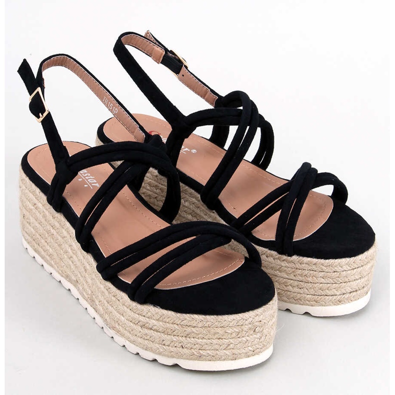 BM Espadryle na koturnie Altman Black czarne 1