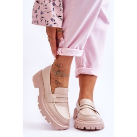 Skórzane Wsuwane Mokasyny Na Platformie Beżowe Riverside beżowy 1