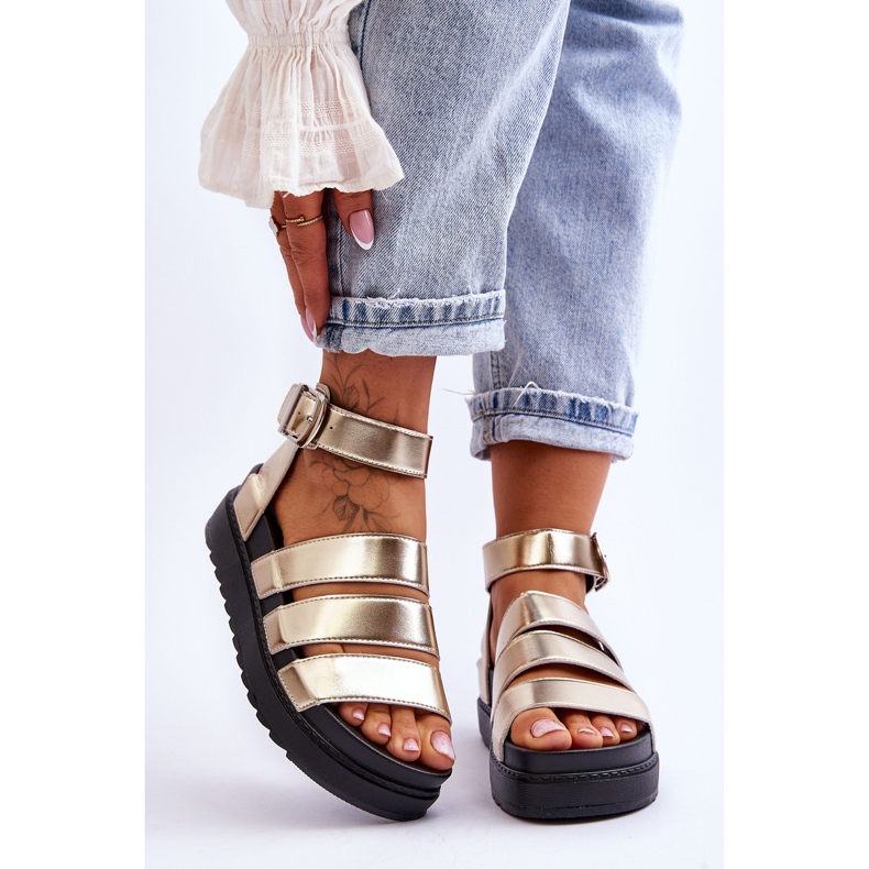 FM1 Sandałki Na Masywnej Platformie Złote Lisbona złoty 1