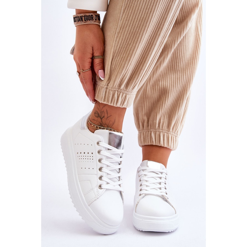 Damskie Sportowe Buty Biało-Srebrne Be First! białe 1