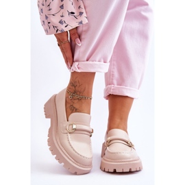 FG1 Damskie Mokasyny Na Masywnej Platformie Beżowe Calypso beżowy 1