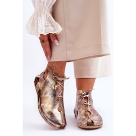 Lekkie Skórzane Botki Maciejka 03426-42 Złote złoty 1