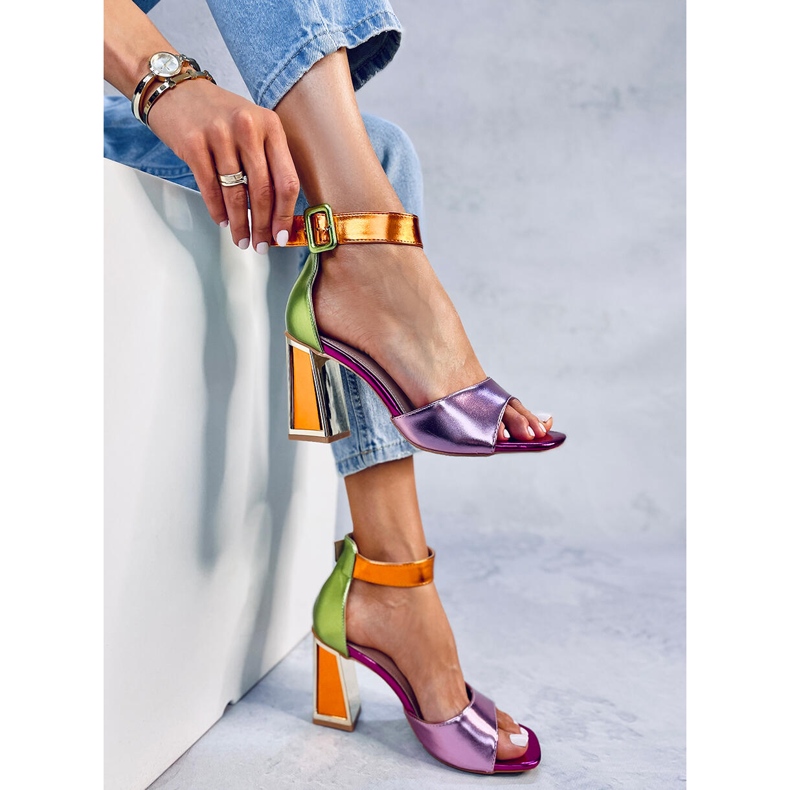 Seastar Sandałki na geometrycznym obcasie Marshmello Pink różowe 2