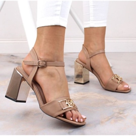 Sandały z lustrzanym obcasem Filippo W PAW446B beżowe beżowy 2