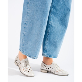 W. Potocki Ażurowe wiązane półbuty damskie Potocki srebrne srebrny 1