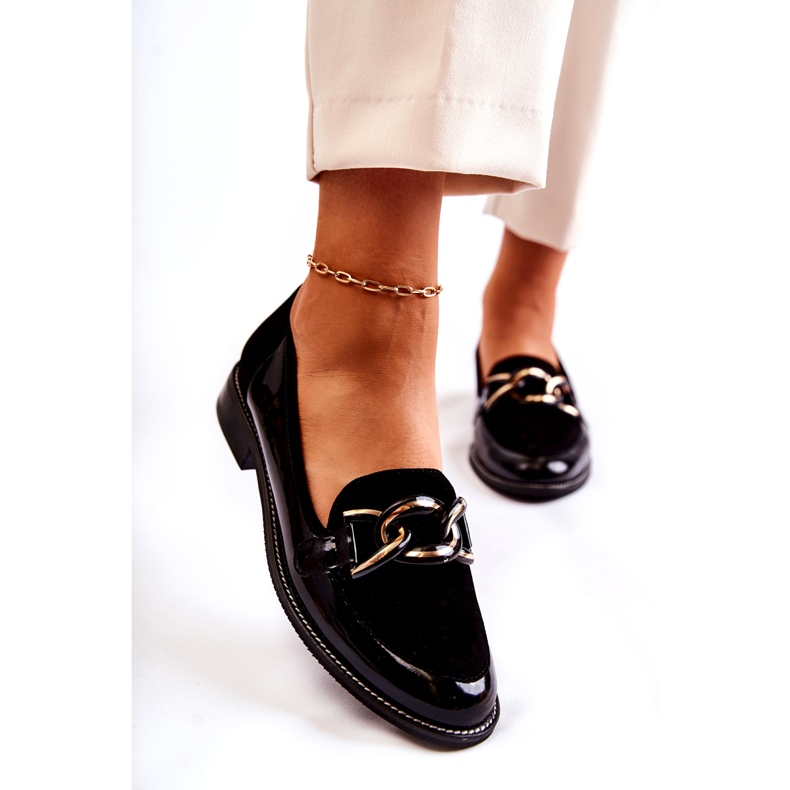 Klasyczne Mokasyny Z Łańcuchem Laura Messi 2531 Czarne 3