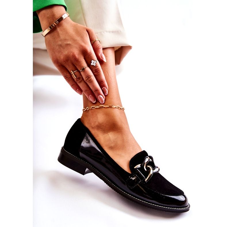 Klasyczne Mokasyny Z Łańcuchem Laura Messi 2531 Czarne 4