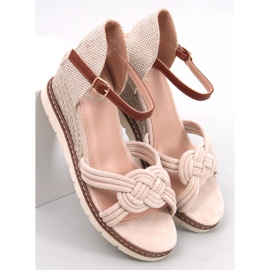 BM Sandałki na koturnie Tedder Beige beżowy 1