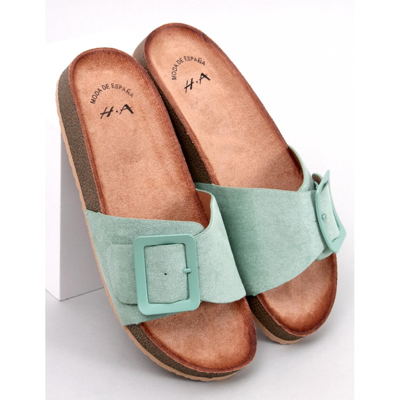 Klapki z klamerką Darke Verde zielone 1