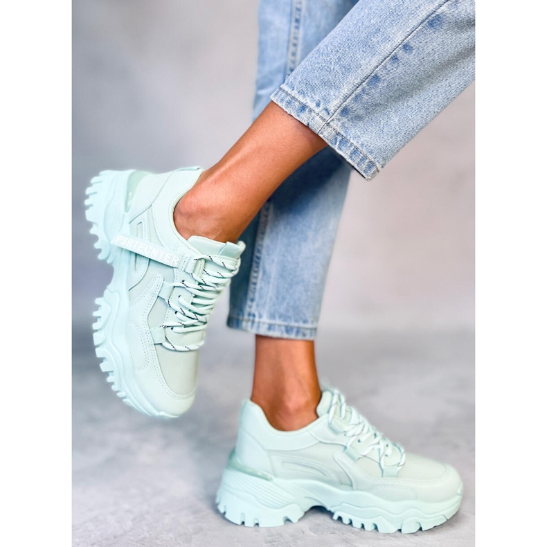 Sneakersy na platformie Bains Green zielone 1