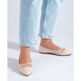 W. Potocki Beżowe baleriny damskie w szpic z łańcuszkiem Potocki beżowy 2